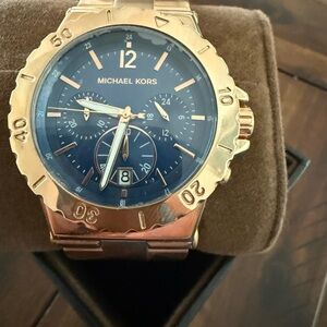 Michael Kors rose tone Gold and Navy Chronograph Watch